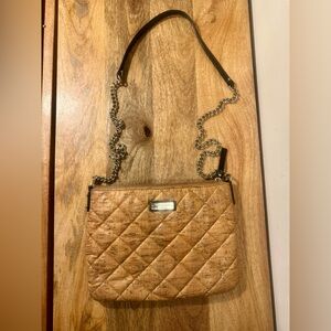 Kate Spade Quilted Tan Cork Crossbody Bag with Gold Flecks